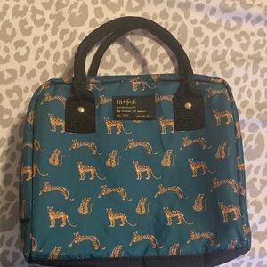 Teal Leopard Print Lunch Bag